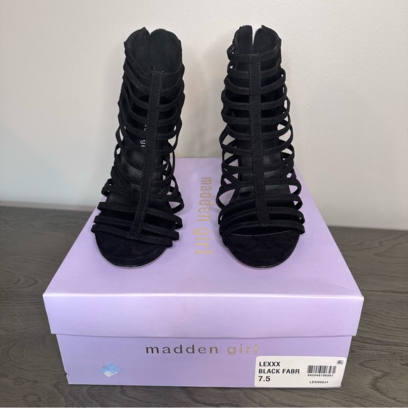 Madden Girl Lexxx Heeled Strappy Sandals - Black - Picture 6 of 8